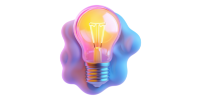 Colorful light bulb with gradient effect isolated on transparent background png