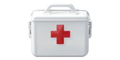 White first aid kit with cross symbol isolated on transparent background png
