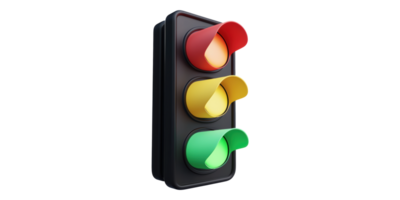 Traffic light with red yellow green lights isolated on transparent background png