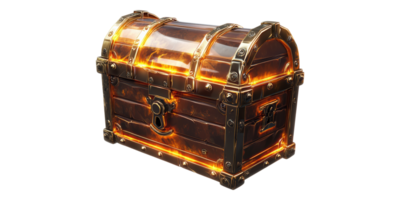 Treasure chest with glowing edges isolated on transparent background png