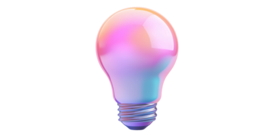 Multicolored glass light bulb isolated on transparent background png