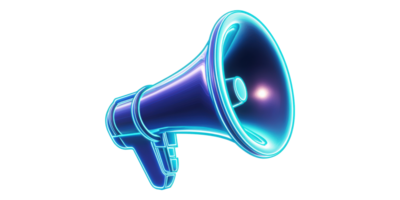 Neon colored megaphone isolated on transparent background png