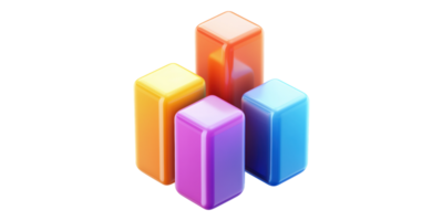 Colorful building blocks arranged in vertical formation isolated on transparent background png