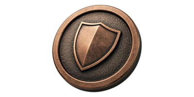 Bronze shield emblem isolated on transparent background png