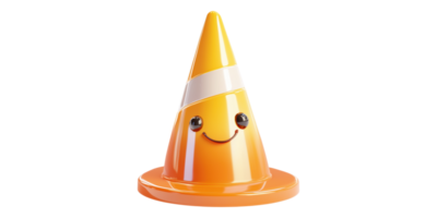 Smiling traffic cone with eyes isolated on transparent background png