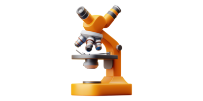 Orange Labor Mikroskop mit mehrere Linsen isoliert auf transparent Hintergrund png