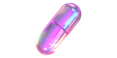 Transparent iridescent capsule isolated on transparent background png