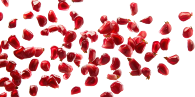 Pomegranate seeds scattered isolated on transparent background png