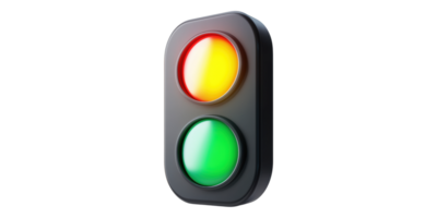 Traffic light displaying yellow and green lights isolated on transparent background png