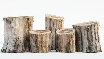 Big tree trunk cut down with white background photo