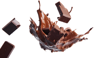 Dynamic Splash of Melted Milk Chocolate with Chunks png