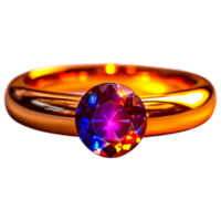 Vibrant Gemstone Ring with Colorful Reflection png
