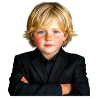 Confident Boy in Stylish Suit with Posed Expression png
