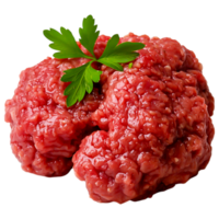 Fresh Raw Ground Beef with Parsley Garnish png