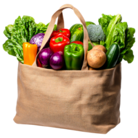 Fresh Vegetables in a Jute Shopping Bag png