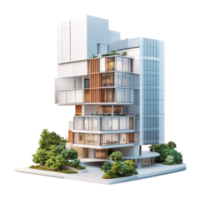 Modern building design urban setting architecture 3d model png