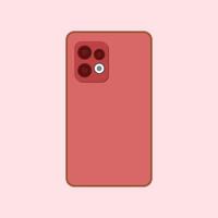 Smartphone with red screen on a pink background. smartphone device technology icon illustration design graphic flat style. mobile phone interface design illustration symbol vector