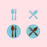 Set of cutlery icons. spoon and fork icon on pink background for your design. Illustration For Personal and Commercial Use. Clean Look Trendy Icon. Food icon element symbol vector