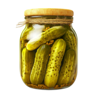 Jar of Pickles with Rustic Burlap Lid png