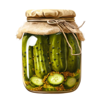 Pickled Cucumbers in Glass Jar png