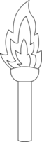 Illustration of a Torch with Flame for Coloring Page png