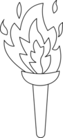 Illustration of a Torch with Flames for Coloring Page png