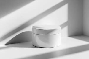 Cosmetic cream jar on a white background. photo