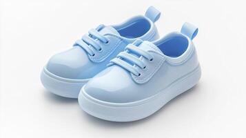 Blue baby shoes isolated on white background. photo