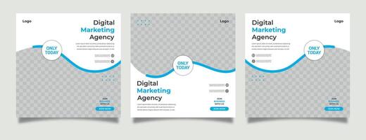 Digital business marketing banner. Web banner template for promotional design with blue color. vector