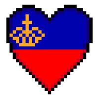 Liechtenstein flag with heart shape in pixel art style vector