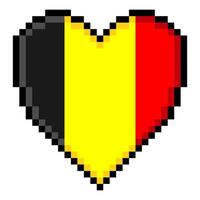 Belgium flag with heart shape in pixel art style vector