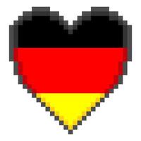 German flag with heart shape in pixel art style vector