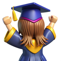 Woman in cap and gown looking towards the future from behind png