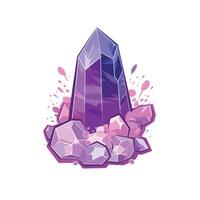 Colorful design of a crystal surrounded by smaller gemstones on a white background vector