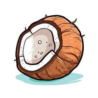 Coconut design showcasing a cross-section revealing inner flesh and water in a minimalistic style vector