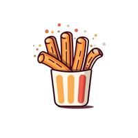 Crispy churros served in a cup with a sprinkle of delicious toppings vector