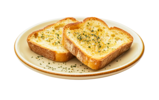 Garlic Bread with Parsley Garnish on a Plate png