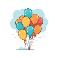 Colorful balloon bunch floating in a clear sky with whimsical clouds for festive decoration vector