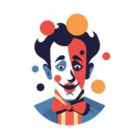 Unique design of a cheerful clown with colorful elements highlighting creativity and playfulness vector