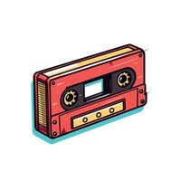 Retro cassette tape in bold design with vibrant colors in a playful style vector