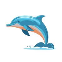 Dolphin jumping playfully above the ocean surface in a vibrant aquatic environment vector