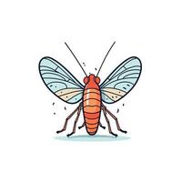 Close-up view of a colorful insect with transparent wings and prominent antennae vector