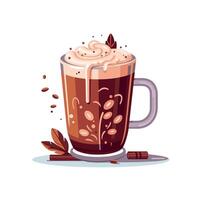 Delicious art of a creamy coffee drink with whipped topping, showcasing rich textures and inviting colors vector