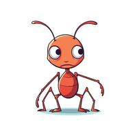 Cartoon red ant character with large eyes and expressive posture in playful stance vector