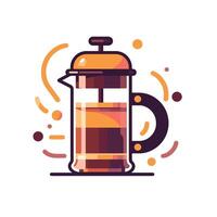 French press coffee maker with vibrant design and abstract elements enhancing the brewing experience vector