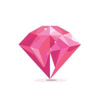 Colorful design of a stylized pink diamond with geometric facets and a glossy finish vector