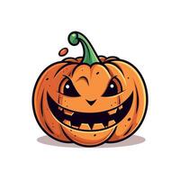 art of a cheerful Halloween pumpkin with a mischievous grin and distinct features vector