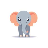 Cute cartoon elephant standing and looking directly at the viewer with a friendly expression vector