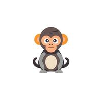 Cute cartoon monkey sitting with a curious expression and a playful demeanor vector
