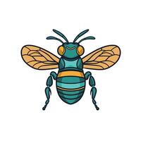 Colorful cartoon bee with intricate wings and vibrant colors vector